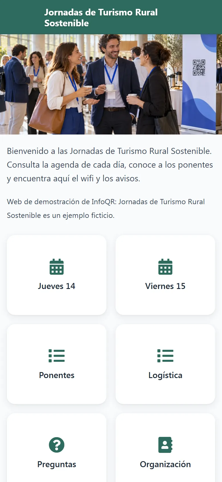Captura de la portada de Jornadas de Turismo Rural Sostenible en el móvil