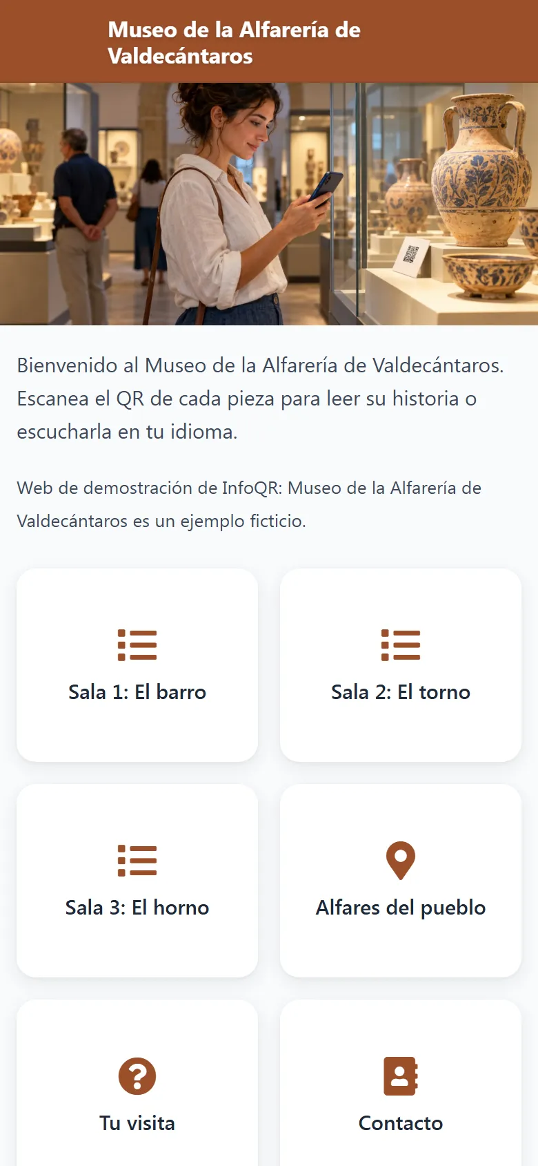 Captura de la portada de Museo de la Alfarería de Valdecántaros en el móvil