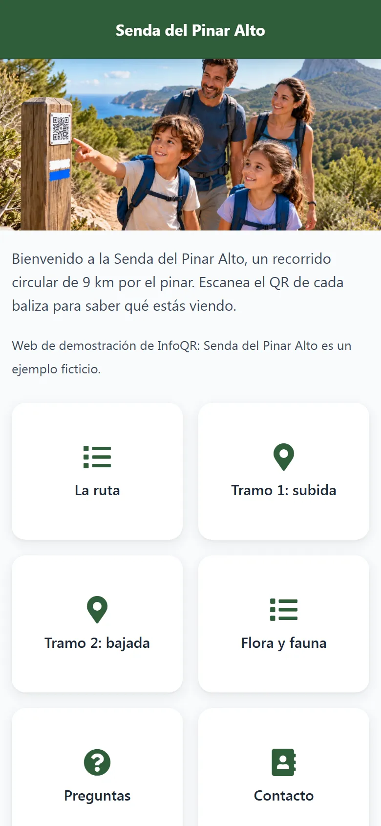 Captura de la portada de Senda del Pinar Alto en el móvil